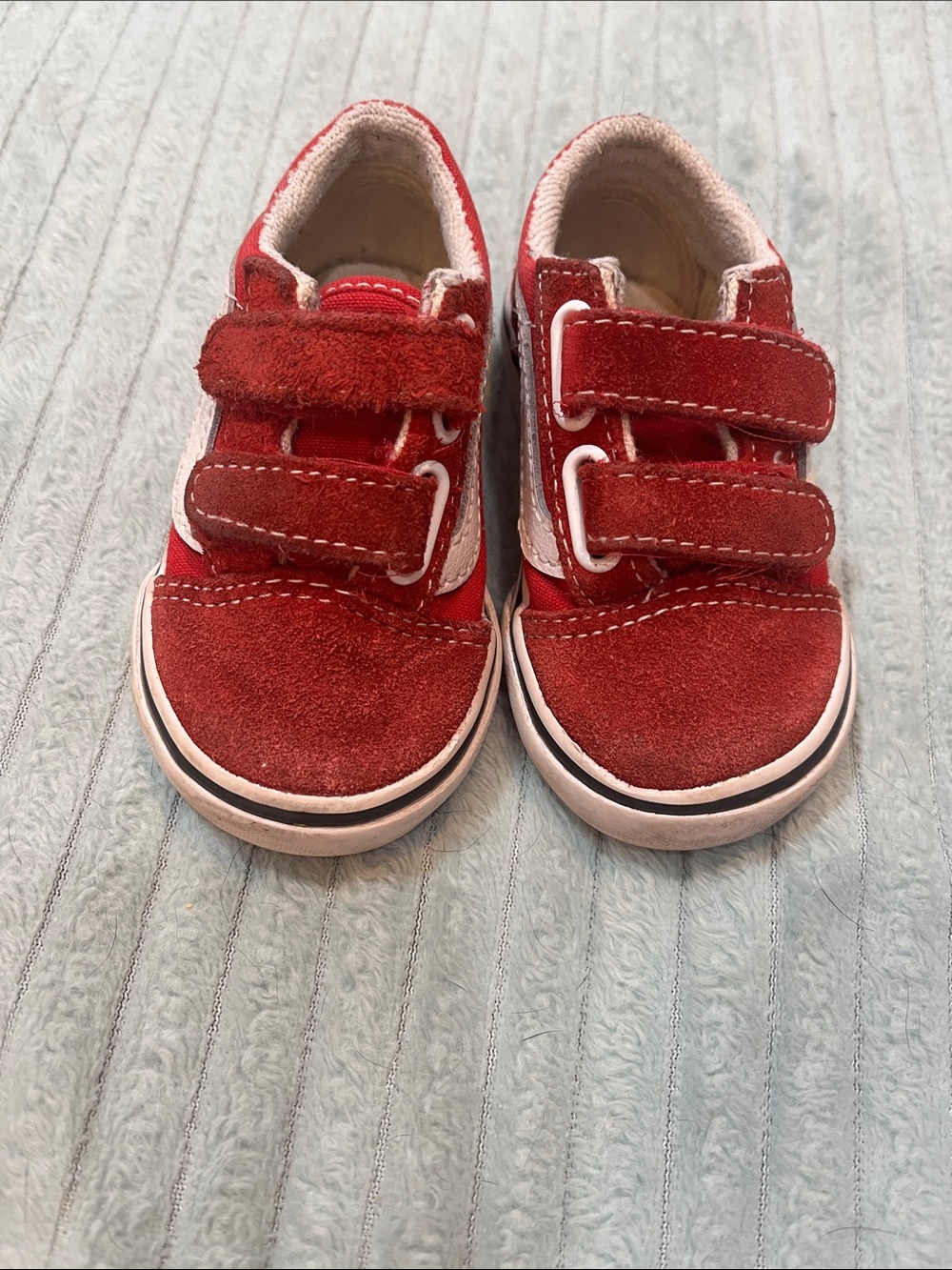 Toddler Vans Red Suede Velcro Sneakers - Classic Casual